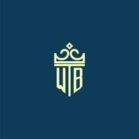 wb inicial monograma escudo logotipo Projeto para coroa vetor imagem