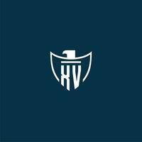 xv inicial monograma logotipo para escudo com Águia imagem vetor Projeto