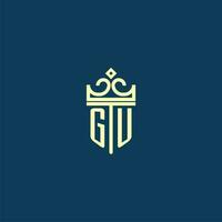 gu inicial monograma escudo logotipo Projeto para coroa vetor imagem