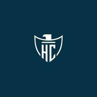 hc inicial monograma logotipo para escudo com Águia imagem vetor Projeto