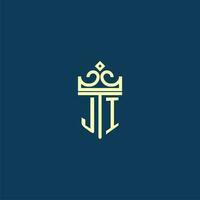 ji inicial monograma escudo logotipo Projeto para coroa vetor imagem