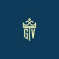 gv inicial monograma escudo logotipo Projeto para coroa vetor imagem