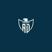 de Anúncios inicial monograma logotipo para escudo com Águia imagem vetor Projeto