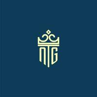 ng inicial monograma escudo logotipo Projeto para coroa vetor imagem