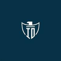 Io inicial monograma logotipo para escudo com Águia imagem vetor Projeto