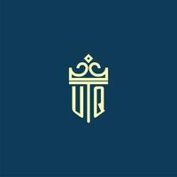 uq inicial monograma escudo logotipo Projeto para coroa vetor imagem