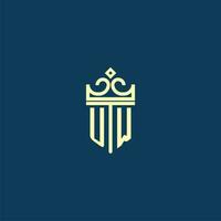 uw inicial monograma escudo logotipo Projeto para coroa vetor imagem