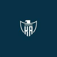 ka inicial monograma logotipo para escudo com Águia imagem vetor Projeto