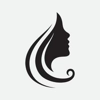 mulher de cabelo e logotipo e símbolos de rosto vetor