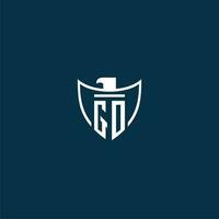 ir inicial monograma logotipo para escudo com Águia imagem vetor Projeto