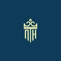 nh inicial monograma escudo logotipo Projeto para coroa vetor imagem