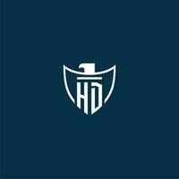 hd inicial monograma logotipo para escudo com Águia imagem vetor Projeto