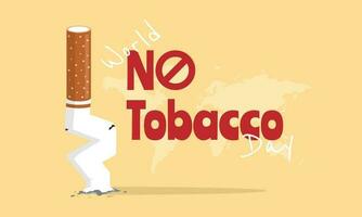 mundo não tabaco dia com ilustração do cigarro butts vetor