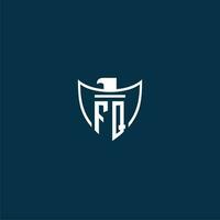 fq inicial monograma logotipo para escudo com Águia imagem vetor Projeto