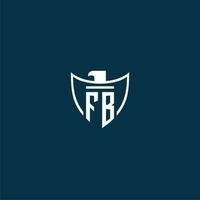 fb inicial monograma logotipo para escudo com Águia imagem vetor Projeto