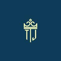 tj inicial monograma escudo logotipo Projeto para coroa vetor imagem