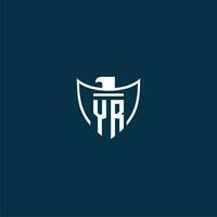 ano inicial monograma logotipo para escudo com Águia imagem vetor Projeto