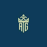 ag inicial monograma escudo logotipo Projeto para coroa vetor imagem