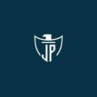 jp inicial monograma logotipo para escudo com Águia imagem vetor Projeto