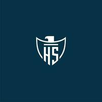 hs inicial monograma logotipo para escudo com Águia imagem vetor Projeto