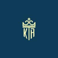 kr inicial monograma escudo logotipo Projeto para coroa vetor imagem