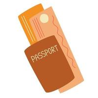 passaporte com ilustração vetorial de ícone de bilhete. o conceito de ícones de viagens e turismo. vetor