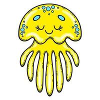 vetor ilustração do uma desenho animado fofa amarelo medusa dentro uma infantil estilo.