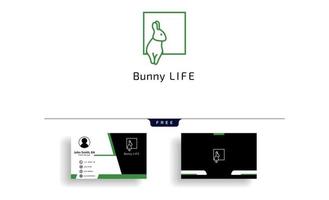 modelo de logotipo de contorno criativo coelho coelho com design de cartão de visita grátis vetor