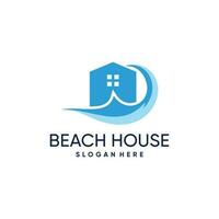 de praia casa logotipo vetor com criativo Projeto idéia