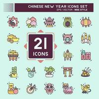 ícone conjunto chinês Novo ano. relacionado para Educação símbolo. mbe estilo. simples Projeto editável vetor