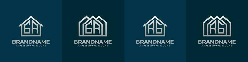 carta gr e rg casa logotipo definir. adequado para qualquer o negócio relacionado para casa, real Estado, construção, interior com gr ou rg iniciais. vetor