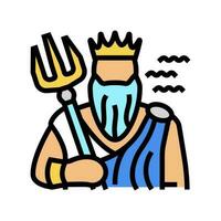 Poseidon grego Deus mitologia cor ícone vetor ilustração