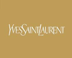 Yves santo Laurent marca logotipo branco símbolo roupas Projeto ícone abstrato vetor ilustração com Castanho fundo