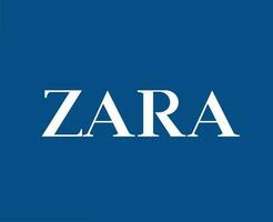 Zara marca logotipo branco símbolo roupas Projeto ícone abstrato vetor ilustração com azul fundo