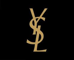 ysl marca logotipo Castanho símbolo Yves santo Laurent roupas Projeto ícone abstrato vetor ilustração com Preto fundo