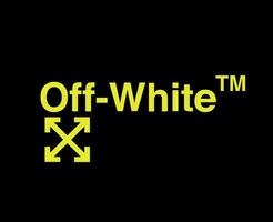 off white logotipo símbolo nome amarelo roupas Projeto ícone abstrato vetor ilustração com Preto fundo