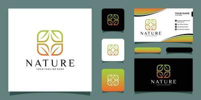 folha natureza logotipo desenhos vetores com o negócio cartão Projeto Prêmio vetor
