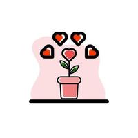 adorável ícone de planta de amor ilustração vetorial conceitual design vetor