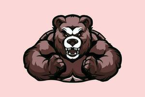 Urso cabeça ilustração mascote logotipo vetor sublimação Projeto