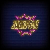 vetor de texto de estilo de sinais de néon jackpot