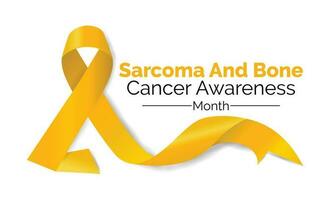 sarcoma e osso Câncer consciência caligrafia poster Projeto. branco fundo e realista amarelo fita . vetor Projeto modelo para poster.