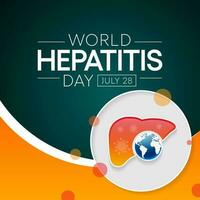 mundo hepatite dia é observado cada ano em Julho 28, quando a fígado é inflamado ou danificado, Está função pode estar afetado e certo médico condições pode causa hepatite. vetor ilustração