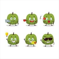verde abóbora desenho animado personagem com vários tipos do o negócio emoticons vetor