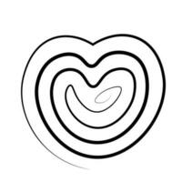 coração dentro Formato espiral dentro 1 linha dentro Preto e branco vetor