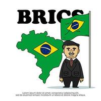 Brasil é uma membro do a brics e país mapa vetor