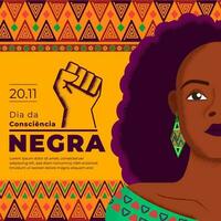 dia da consciência negra postar modelo Preto mulher africano padronizar fundo vetor