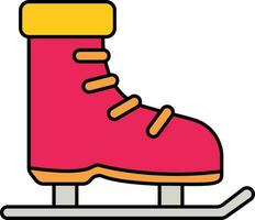 Rosa e amarelo gelo patinação sapatos ícone dentro plano estilo. vetor