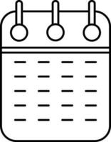 Preto linear estilo calendário ícone ou símbolo. vetor