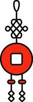 chinês amuleto plano ícone dentro vermelho e Preto cor. vetor
