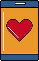 plano coração símbolo dentro Smartphone tela colorida ícone. vetor